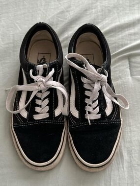Vans Black and White Low-Top Skate Sneakers